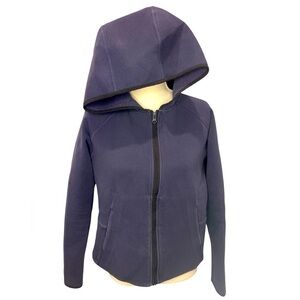 Lululemon City Bound Full Zip Jacket Size 8 Navy Blue w/Black trim